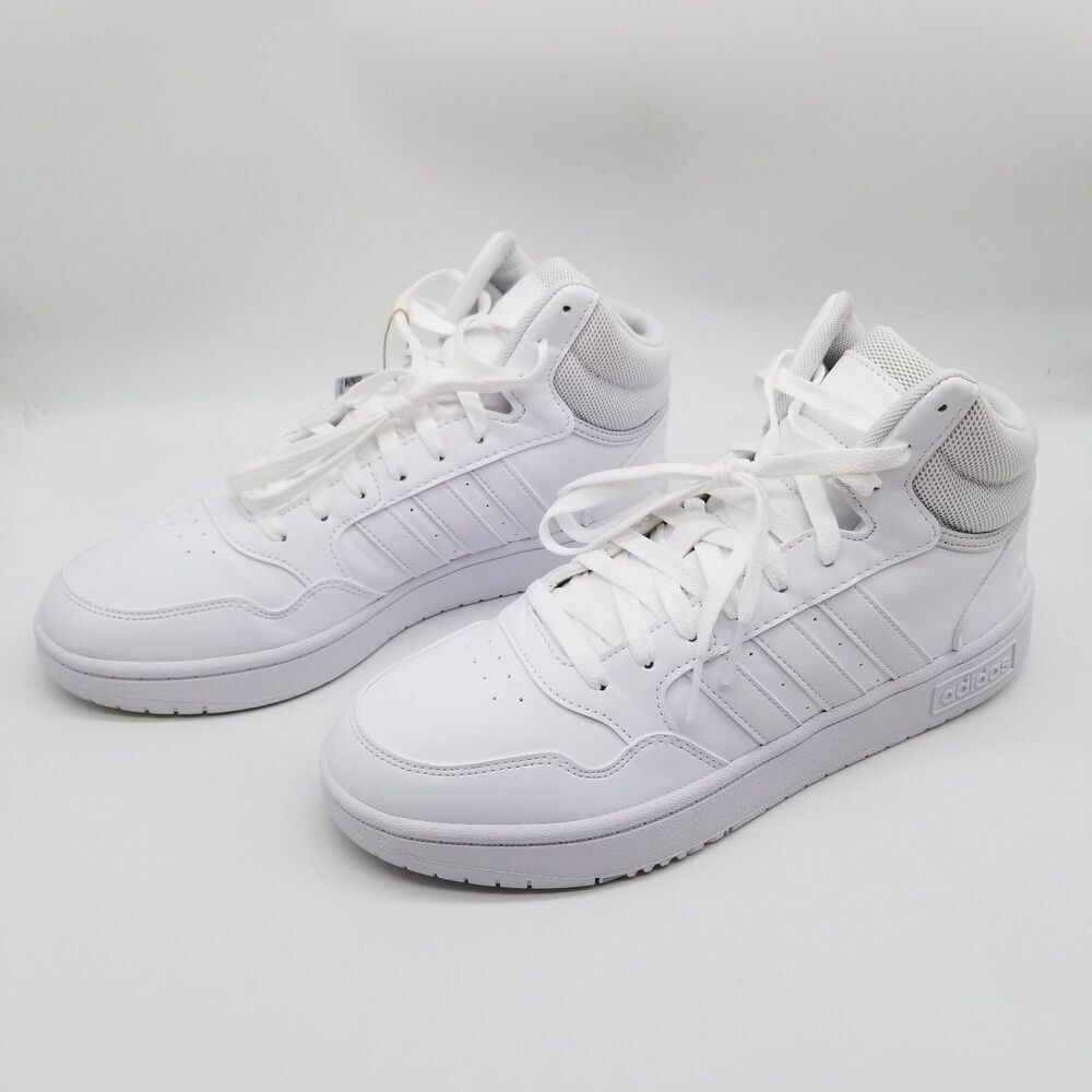 adidas Women's White Hoops 3.0 Mid Classic Sneakers Sz 9.5 White Leather